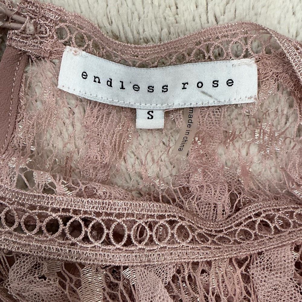 NWOT Endless Rose Pink Lace Long Sleeve Top - Picture 6 of 8